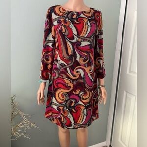 Anthropologie Maeve Sz Large Flavia Swirls Shift Dress